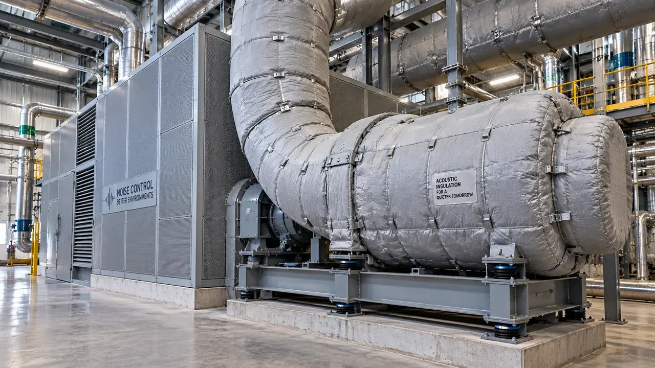 Compressor and pump area with acoustic insulation and enclosures