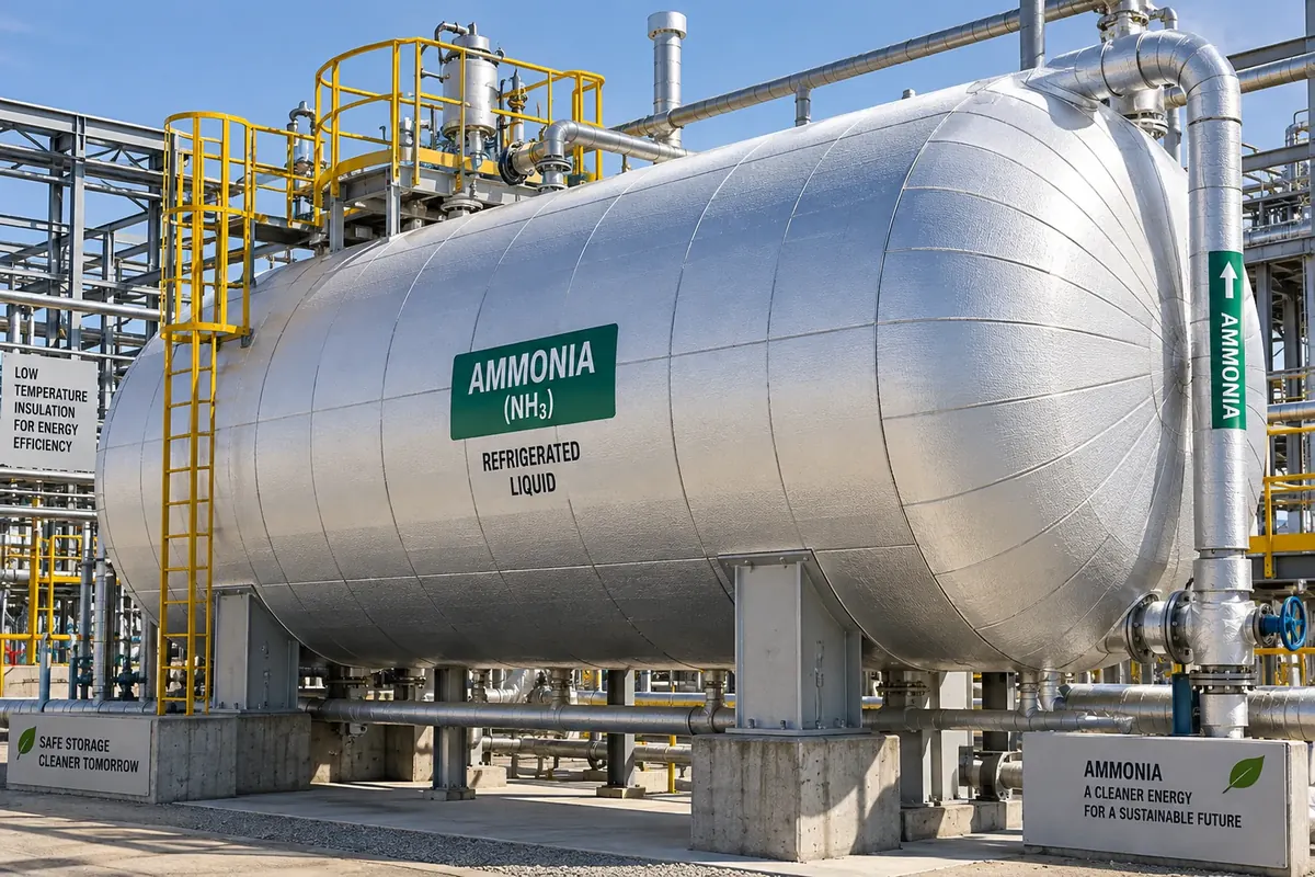Ammonia tank insulation at an industrial plant